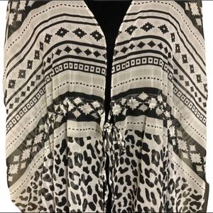 Black and white leopard cheetah print swim beach cover up